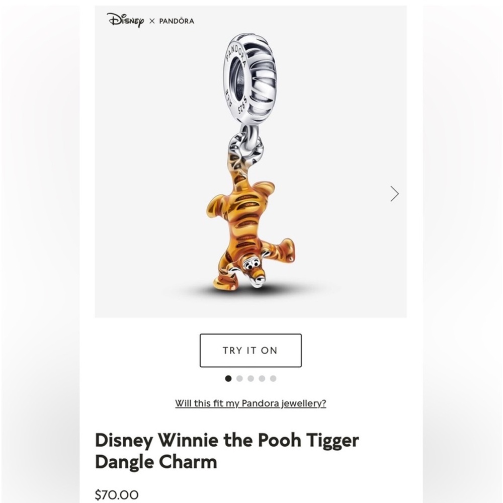 Disney winnie the hood pandora tiger dangle charm